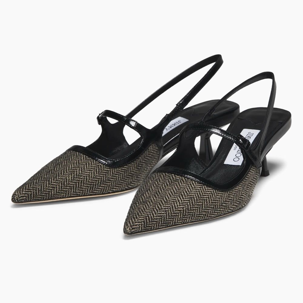 Jimmy Choo Didi 45MM Herringbone Slingback Pumps size 39